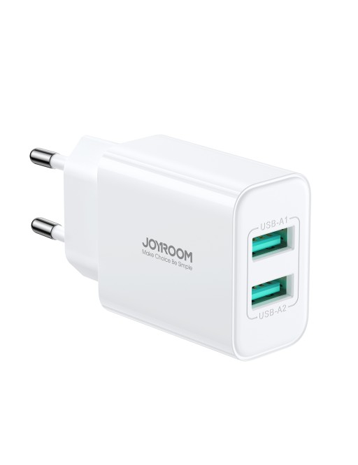 Joyroom 10.5W 2x USB-A Dual-Port Charger White