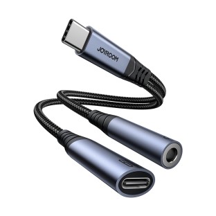 Joyroom 2in1 Cavo adattatore audio da USB-C a 3,5 mm e USB-C Nero