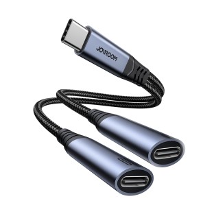 Joyroom 2in1 Cavo adattatore audio da USB-C a doppio USB-C Nero