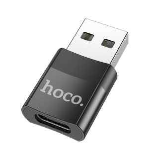 Adaptateur Hoco USB-A (mâle) vers USB-C (femelle) noir