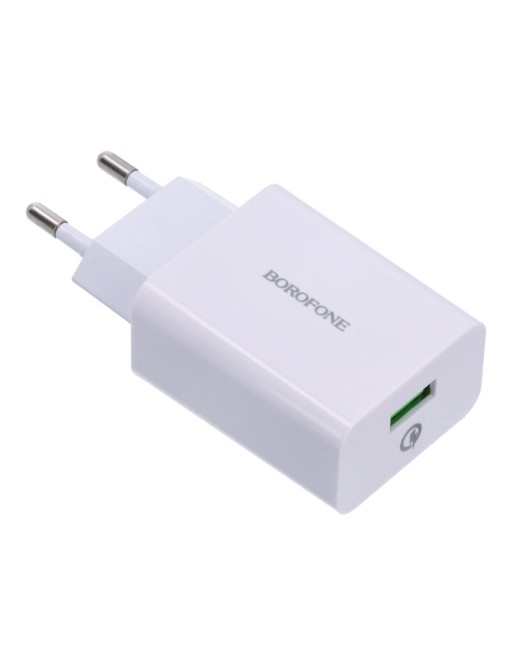 Borofone Chargeur rapide USB-A 18W QC3.0 Blanc