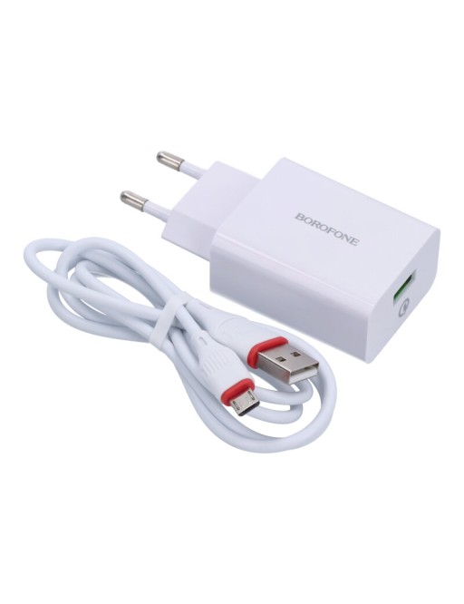 Borofone 18W Micro-USB QC3.0 Chargeur rapide Blanc