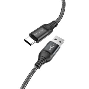 Cavo di ricarica Borofone da 1m 3A da USB-A a USB-C nero