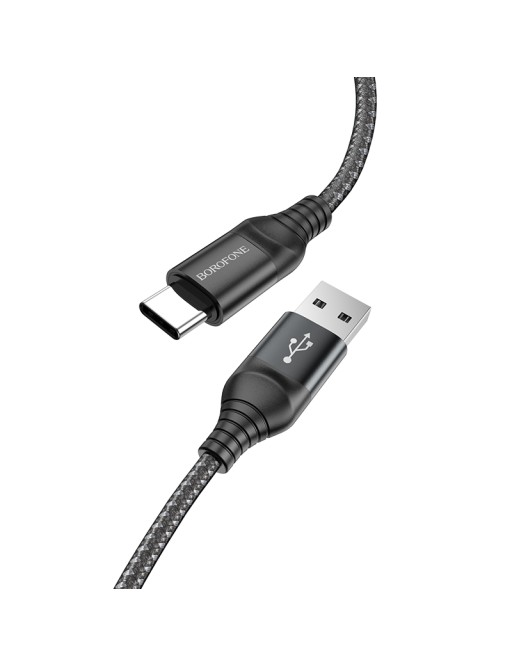 Cavo di ricarica Borofone da 1m 3A da USB-A a USB-C nero