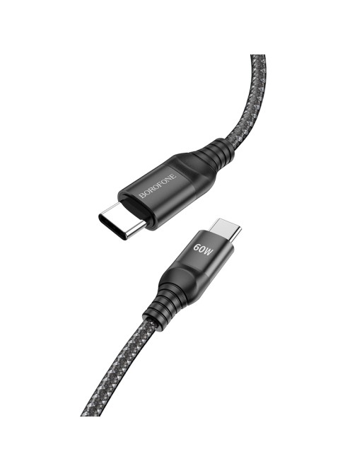 Borofone 1.5m 60W USB-C vers USB-C PD Câble de charge rapide noir