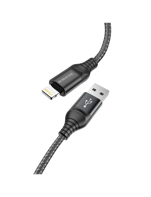 Borofone 1m 2.4A USB-A vers Lightning câble de charge noir